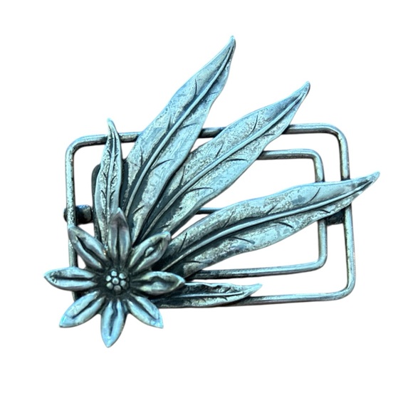 Vintage Jewelry - Floral Leaf Sterling Silver Brooch